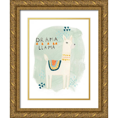Llama Squad II Gold Ornate Wood Framed Art Print with Double Matting by Vess, June Erica