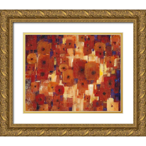 Transitional Poppies I Gold Ornate Wood Framed Art Print with Double Matting by OToole, Tim