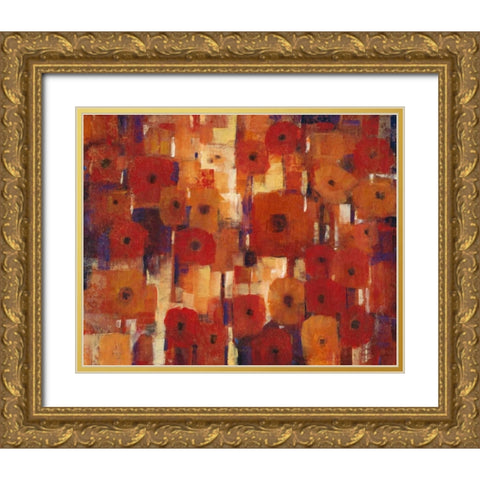 Transitional Poppies II Gold Ornate Wood Framed Art Print with Double Matting by OToole, Tim