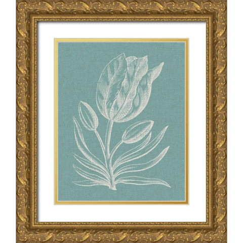 Graceful Floral I Gold Ornate Wood Framed Art Print with Double Matting by Vision Studio