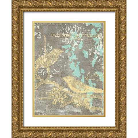 Pretty Birds II Gold Ornate Wood Framed Art Print with Double Matting by Goldberger, Jennifer