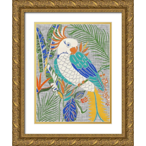 Tropical Cockatoo Gold Ornate Wood Framed Art Print with Double Matting by Zarris, Chariklia
