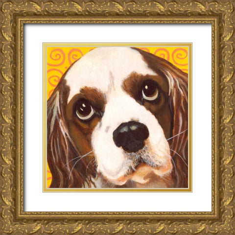 Dlynns Dogs - Charlie Gold Ornate Wood Framed Art Print with Double Matting by Roll, Dylnn