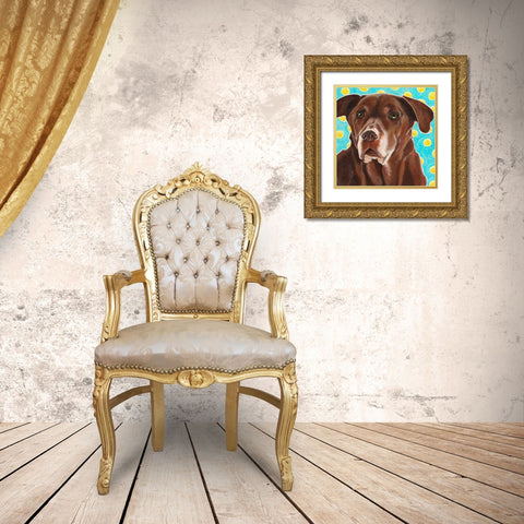 Dlynns Dogs - Get Your Ball Gold Ornate Wood Framed Art Print with Double Matting by Roll, Dylnn