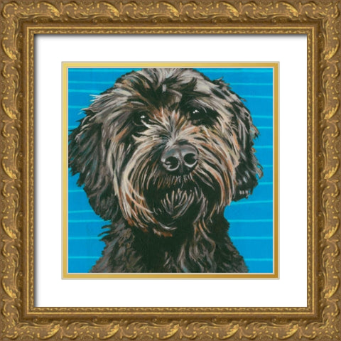 Dlynns Dogs - Mini Gold Ornate Wood Framed Art Print with Double Matting by Roll, Dylnn