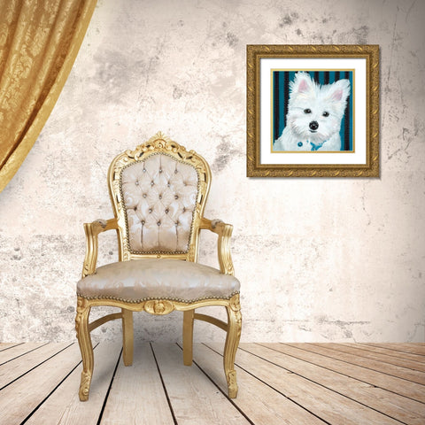 Dlynns Dogs - Paris Gold Ornate Wood Framed Art Print with Double Matting by Roll, Dylnn