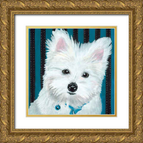 Dlynns Dogs - Paris Gold Ornate Wood Framed Art Print with Double Matting by Roll, Dylnn