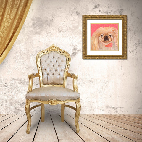Dlynns Dogs - Pinky Gold Ornate Wood Framed Art Print with Double Matting by Roll, Dylnn