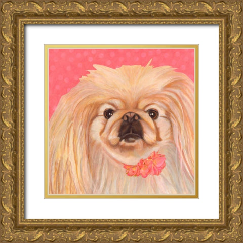 Dlynns Dogs - Pinky Gold Ornate Wood Framed Art Print with Double Matting by Roll, Dylnn