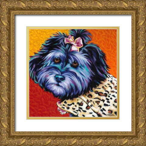 Cute Pups III Gold Ornate Wood Framed Art Print with Double Matting by Vitaletti, Carolee