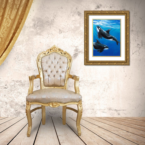 Under Sea Whales II Gold Ornate Wood Framed Art Print with Double Matting by OToole, Tim