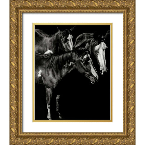 Scratchboard Blaze Buddies Gold Ornate Wood Framed Art Print with Double Matting by Chapman, Julie T.