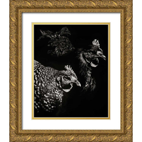 Scratchboard Skeptics Gold Ornate Wood Framed Art Print with Double Matting by Chapman, Julie T.