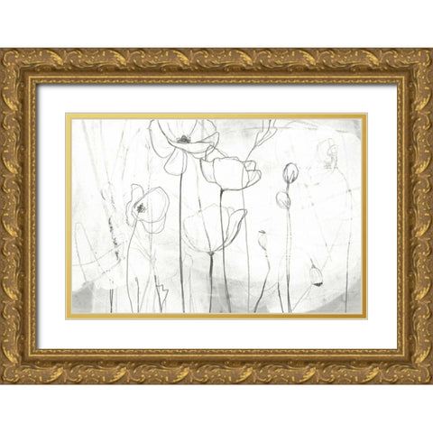 Poppy Sketches I Gold Ornate Wood Framed Art Print with Double Matting by Vess, June Erica