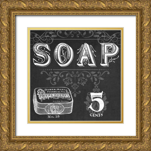 Chalkboard Bath Signs I Gold Ornate Wood Framed Art Print with Double Matting by Vess, June Erica