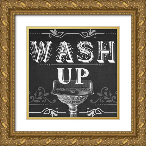 Chalkboard Bath Signs III Gold Ornate Wood Framed Art Print with Double Matting by Vess, June Erica