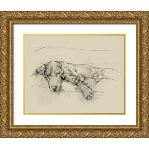 Dog Days II Gold Ornate Wood Framed Art Print with Double Matting by Harper, Ethan