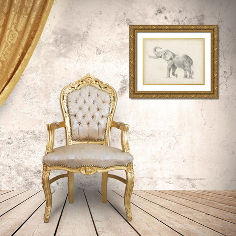 Elephant Sketch I Gold Ornate Wood Framed Art Print with Double Matting by Harper, Ethan