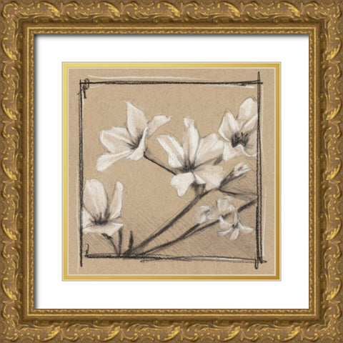 White Floral Study I Gold Ornate Wood Framed Art Print with Double Matting by Harper, Ethan