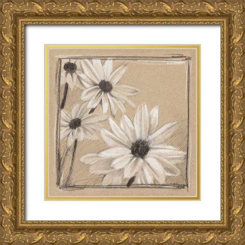 White Floral Study II Gold Ornate Wood Framed Art Print with Double Matting by Harper, Ethan