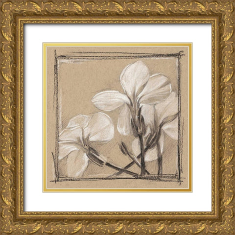 White Floral Study IV Gold Ornate Wood Framed Art Print with Double Matting by Harper, Ethan