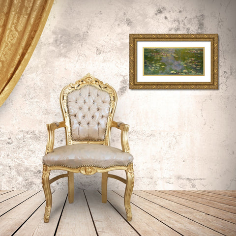 Water Lilies I Gold Ornate Wood Framed Art Print with Double Matting by Monet, Claude