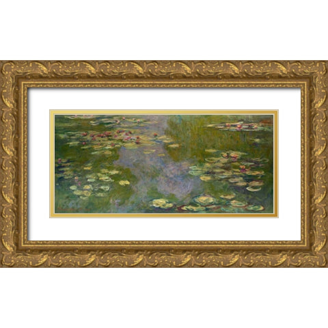 Water Lilies I Gold Ornate Wood Framed Art Print with Double Matting by Monet, Claude