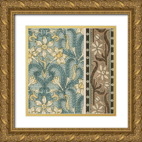 Nouveau Textile Motif III Gold Ornate Wood Framed Art Print with Double Matting by Vision Studio