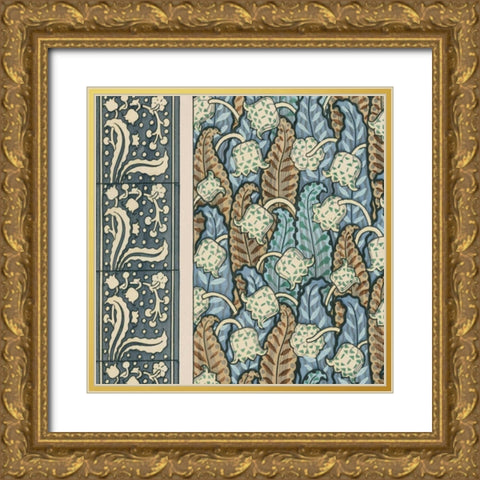 Nouveau Textile Motif IV Gold Ornate Wood Framed Art Print with Double Matting by Vision Studio