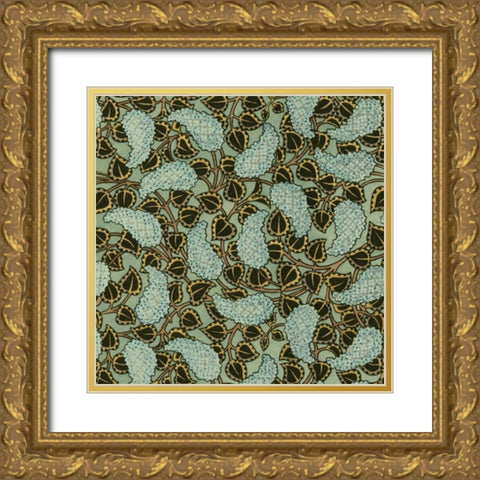 Nouveau Textile Motif V Gold Ornate Wood Framed Art Print with Double Matting by Vision Studio