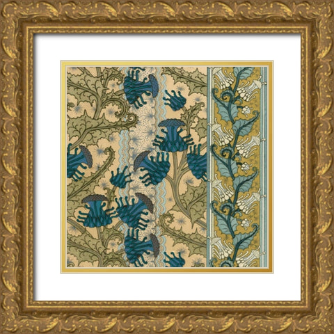 Nouveau Textile Motif VI Gold Ornate Wood Framed Art Print with Double Matting by Vision Studio