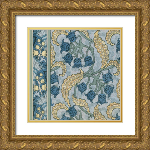 Nouveau Textile Motif VIII Gold Ornate Wood Framed Art Print with Double Matting by Vision Studio