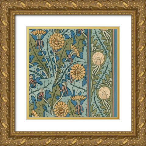 Nouveau Textile Motif IX Gold Ornate Wood Framed Art Print with Double Matting by Vision Studio