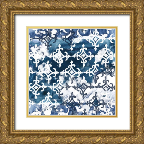 Indigo Impression VIII Gold Ornate Wood Framed Art Print with Double Matting by Vess, June Erica