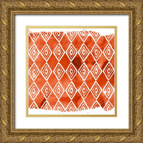 Crimson Motif VI Gold Ornate Wood Framed Art Print with Double Matting by Vess, June Erica