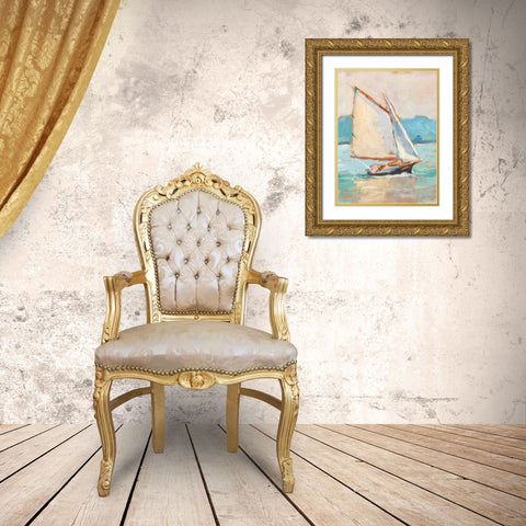 Contemporary Yacht II Gold Ornate Wood Framed Art Print with Double Matting by Harper, Ethan