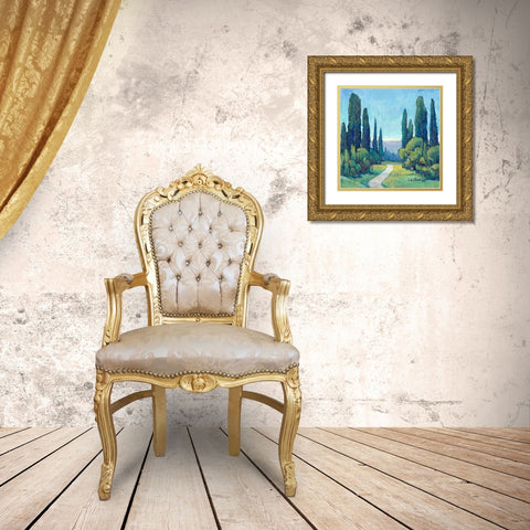 Cypress Path I Gold Ornate Wood Framed Art Print with Double Matting by OToole, Tim