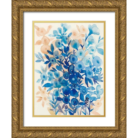 Blueberry Floral II Gold Ornate Wood Framed Art Print with Double Matting by OToole, Tim