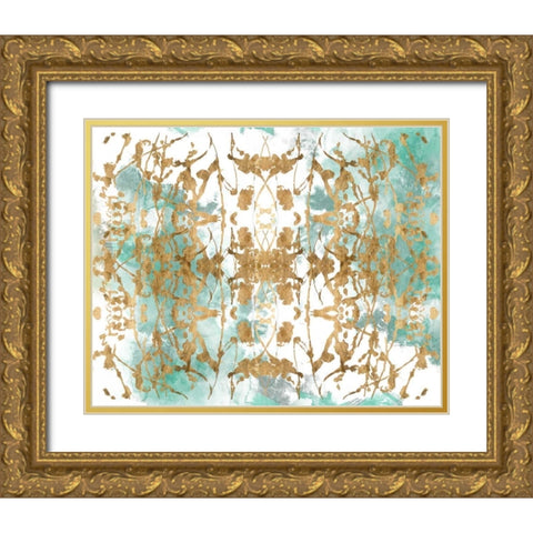 Verdant Mirror II Gold Ornate Wood Framed Art Print with Double Matting by Goldberger, Jennifer