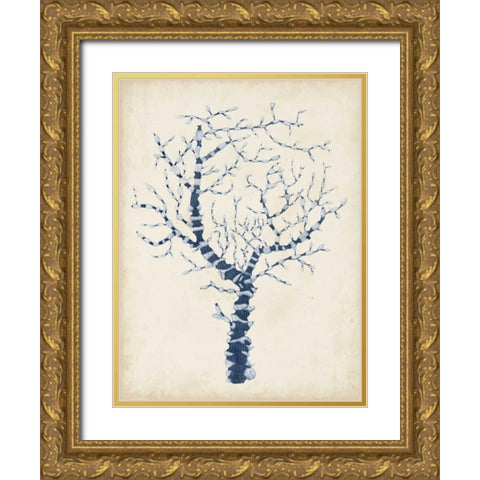 Indigo Coral II Gold Ornate Wood Framed Art Print with Double Matting by Vision Studio