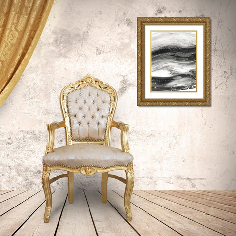 Black Waves II Gold Ornate Wood Framed Art Print with Double Matting by Harper, Ethan