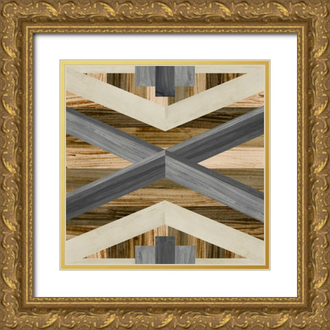 Geometric Inlay III Gold Ornate Wood Framed Art Print with Double Matting by Vess, June Erica