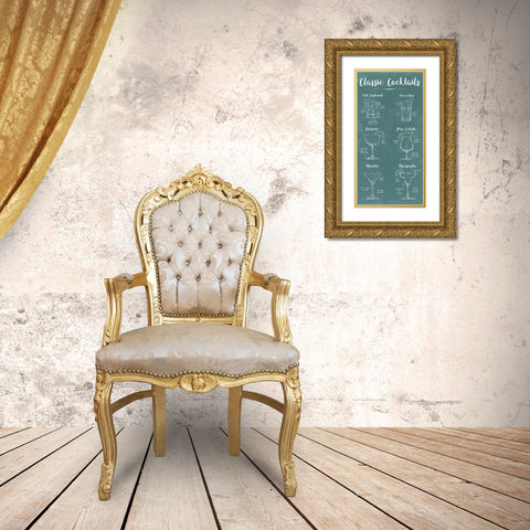 Mixology Infograph Gold Ornate Wood Framed Art Print with Double Matting by Harper, Ethan