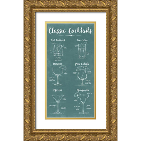 Mixology Infograph Gold Ornate Wood Framed Art Print with Double Matting by Harper, Ethan