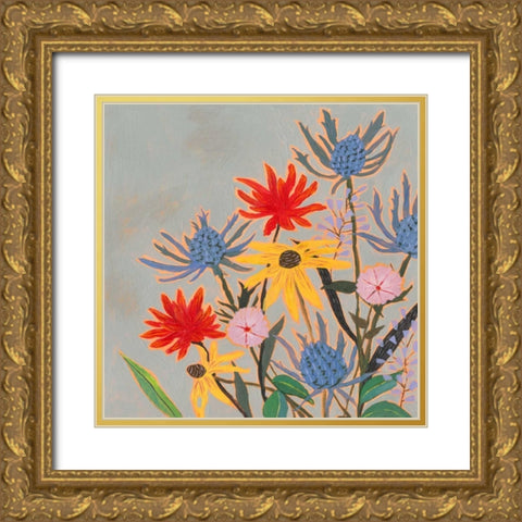 Thistle Bouquet I Gold Ornate Wood Framed Art Print with Double Matting by Borges, Victoria