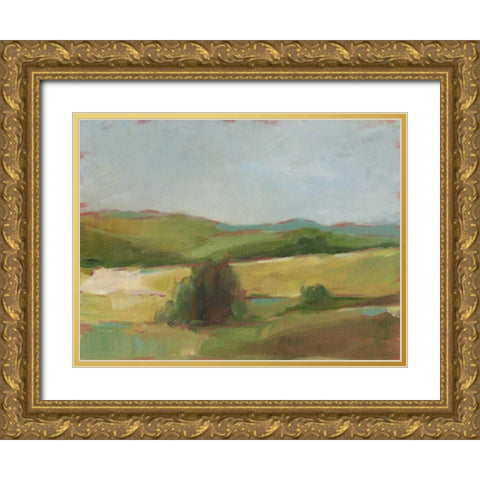Rolling Pasture II Gold Ornate Wood Framed Art Print with Double Matting by Harper, Ethan