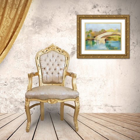 Park Bridge II Gold Ornate Wood Framed Art Print with Double Matting by Harper, Ethan