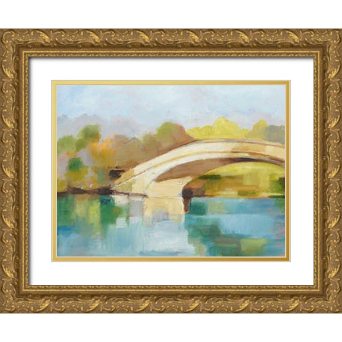 Park Bridge II Gold Ornate Wood Framed Art Print with Double Matting by Harper, Ethan