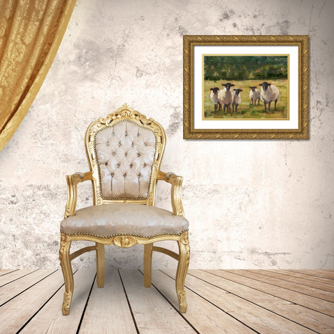 Sheep Family I Gold Ornate Wood Framed Art Print with Double Matting by Harper, Ethan