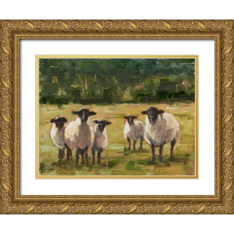 Sheep Family I Gold Ornate Wood Framed Art Print with Double Matting by Harper, Ethan